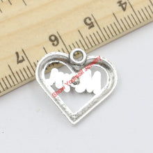 20pcs Antique Silver Plated Heart Mom Charms Pendants for Jewelry Making DI