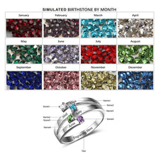 Friendship & Family Ring Engrave 4 Names DIY Custom Birthstone 925 Sterling