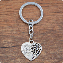 Mom And Daughter Forever Love Keychain Openwork Heart Pendant Key Ring Perm