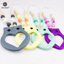 Let's Make Baby Teething Jewelry 4pc Chewable Silicone Owl Wooden Bead Teet