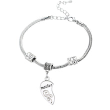 2PCS Silver Plated Mother Daughter Broken Heart Bracelet Bangle Mom Women G