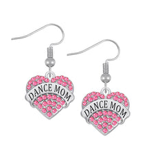 Silver Tone Crystal Rhinestone Heart Shape Dance Mom Crystal Earrings Fashi