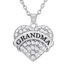 my shape GRANDMA Pendant Clear Blue Pink Heart Necklace Grandmother Grand M