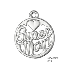 my shape 10pcs Word Love Super Mom Charm Antique Silver Plated Women's Hear