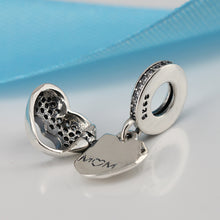 Authentic 925 Sterling Silve Bead Love My Mum Hanging Charm With Crystal He