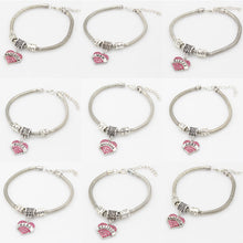 Family Mom Sister Daughter Crystal Heart Bracelet Silver Color Pink Rhinest