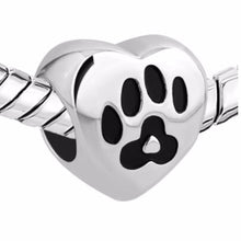 slide charm  Free shipping Heart Love Dog Mom Pet Paw Print Bead  fit Pando