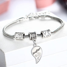2PCS Silver Plated Mother Daughter Broken Splicing Heart Bracelet Bangle Mo