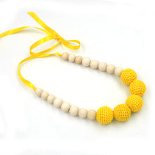 1pc sale Bright yellow Nursing Necklace Yellow Crochet wooden bead Teething