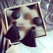 2017 Trendy Black/White Balls Long Tassel Fringe Earrings Handmade Drop Da