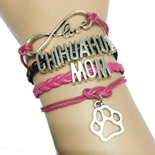 Drop Shipping 2 Colors Infinity Love Chihuahua Mom Dog Breeds Paw Bracelet