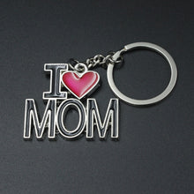 Bespmosp Vintage I Love MOM PAPA Red Heart Keyrings Keychain Family Party F