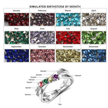 Family & Friendship Ring Engrave Names Custom 4 Birthstone 925 Sterling Sil