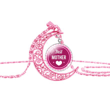 SUTEYI Trendy money long mother mom love glass necklace pink moon necklace