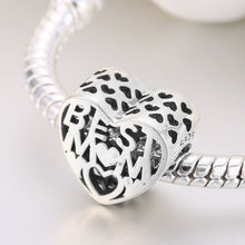 WYBEADS 925 Sterling Silver Hearts Best Mom Charms European Bead Fit Snake