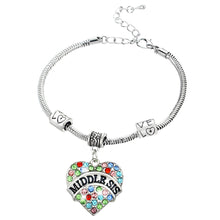 Bespmosp 11 Style Charm Colorful Crystal Heart NANA Sister Sis Mom Pendant