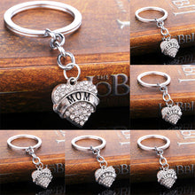 Heart Clear Crystal Key Chains Family Gifts Keychain Ring Mom Daughter Sist