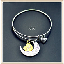 I Love You to The Moon And Back Bangles For Mom Engraved Letters Women Meta