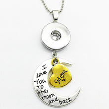 NC992 MOM Grandma daughter  sister love  moon snap button necklace  pendant