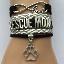 Drop Shipping Infinity Love Rescue Mom Bracelet  Animal Dog or Cat Puppy Pa