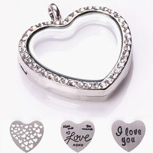22mm Heart Stainless Steel Floating Locket Plates Stamped Mama Mom Mother W