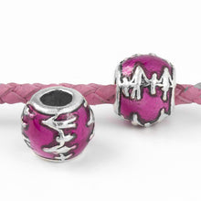 Free Shipping Pink Enamel MOM DAD and Chidren Family Silver Alloy Bead Fit