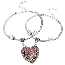 Bespmosp 2PC Rhinestone Clear Color Red Pink Blue Crystal Heart Mother Daug
