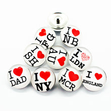 10pcs/lot Mix I Love Mom letter glass snap button fit 18mm snap jewelry Mot