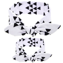 2Pc/Set DIY Mom Mother & Baby Girl Rabbit Ears Headband Plaid Bow Hairband