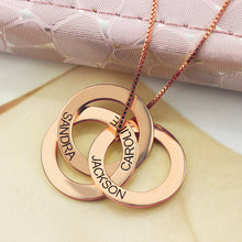 Rose Gold Color Three Disc Necklace Handmade Disc Necklace with Kids Name P