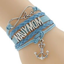 Custom Infinity Love Navy Mom Bracelet Navy Wife Anchor Black Wax line Cash