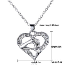 XIAOJINGLING Diamante Love Heart Hand In Hand Pendant Crystal Rhinestone Ne