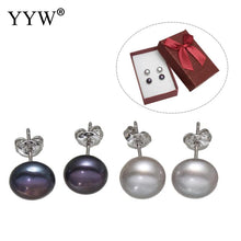 YYW Women Mom Jewelry Gifts 8 9mm 2Pairs/Box Natural Freshwater Pearl Earri