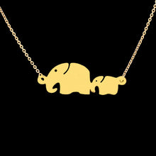10pcs/lot Fashion Gold Color Mom Baby Elephant Necklace Trendy Jewelry Char