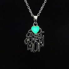 Heart Love Glow In The Dark Necklaces "Best Mom"Lettering Charm Luminous St