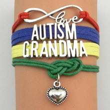Unisex Handmade Autism Silver Pendant Love Heart Woven Charm Bracelet Bradi