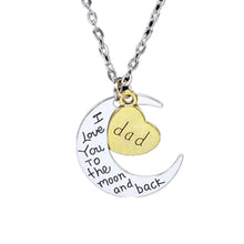 1pcs I Love You to the Moon and Back Mom Daughter Necklace Gold Heart 2017