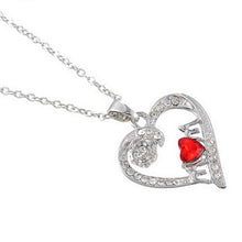 LASPERAL Fashion Jewelry 1PC Rhinestone Love Heart Rose Mom Pendant Necklac