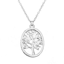 LASPERAL Silver Color Necklace Oval Shaped Hollow Family Tree Pendant Neckl