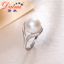 DAIMI Huge Pearl Ring 10 11mm White Freshwater Pearl & Sterling Silver Adju