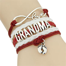 Infinity love mom grandma bracelet heart feet charm Bracelet for women Leat