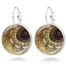 Silver Classic Lotus Mandala Jewelry Earring Nail Henna Om Symbol Zen Buddh