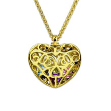 Wholesale Cursive Mom Heart Cage Pendant With 2 8 Heart Shaped Birthstones