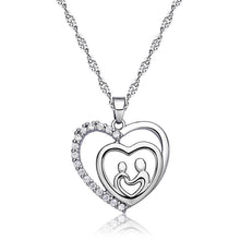 Double Heart Mother necklace Micro Pave Rhinestone Pendant necklace mom mot