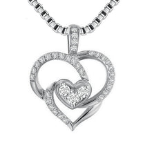 Almei 40% Off Double Heart 925 Sterling Silver Necklace For Women Mom Neckl
