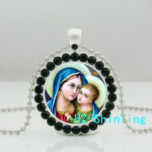 DC  00252 New Virgin Mary Crystal Necklace Mother And Baby Pendant Necklace