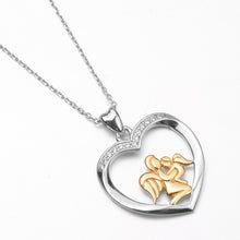 Eudora Real 100% 925 Sterling Silver Gold color Angel Mom and Baby in Cryst
