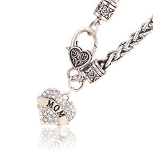 Fashion Shiny Rhinestone Love Heart Carve Letters Mom Bracelet Bangle Jewel
