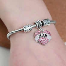 XIAOJINGLING Family Gift Mom Love Heart Crystal Rhinestone Bangle Bracelets