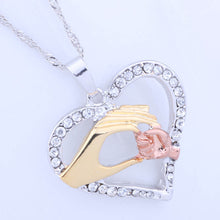 Mother And Child Pendant Gift For Mom Golden Mom Charm Necklace Hand Heart